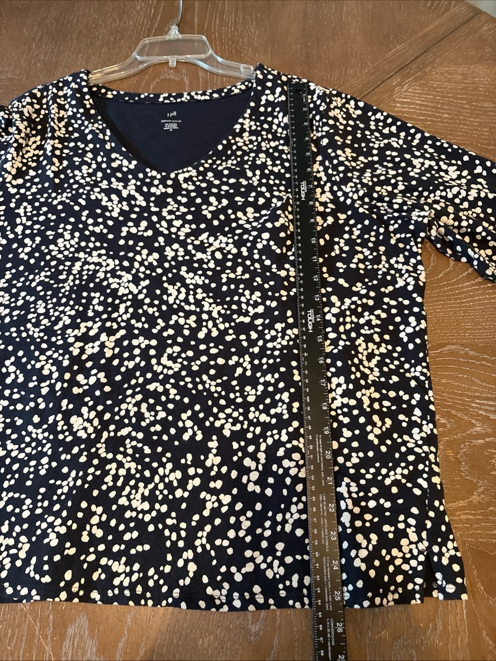 J. Jill Black and White Speckled V-Neck Long Sleeve Top - Picture 5 of 5